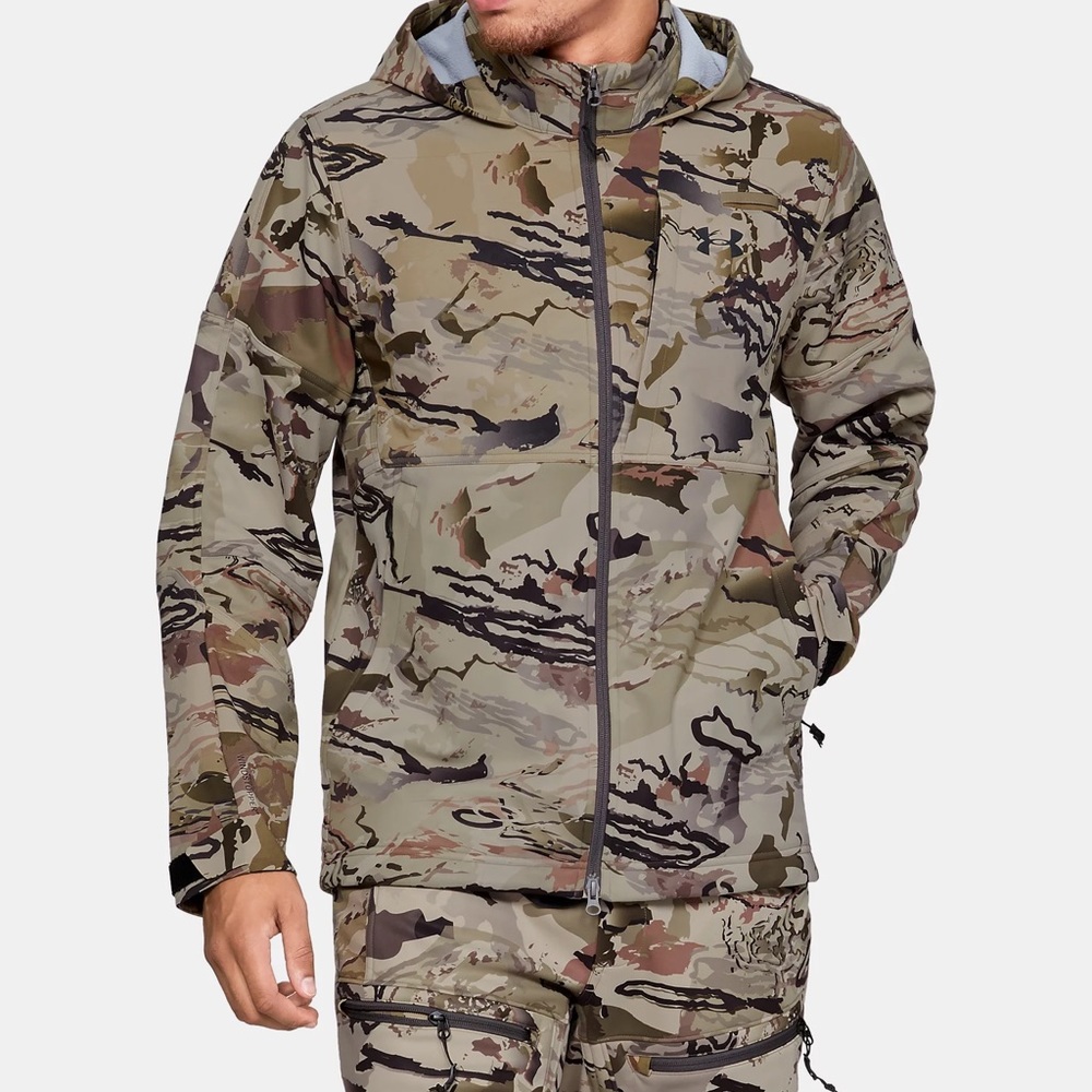 Under Armour Mens Ridge Reaper Infil Ops Windstopper Jacker Barren Camo Black XL